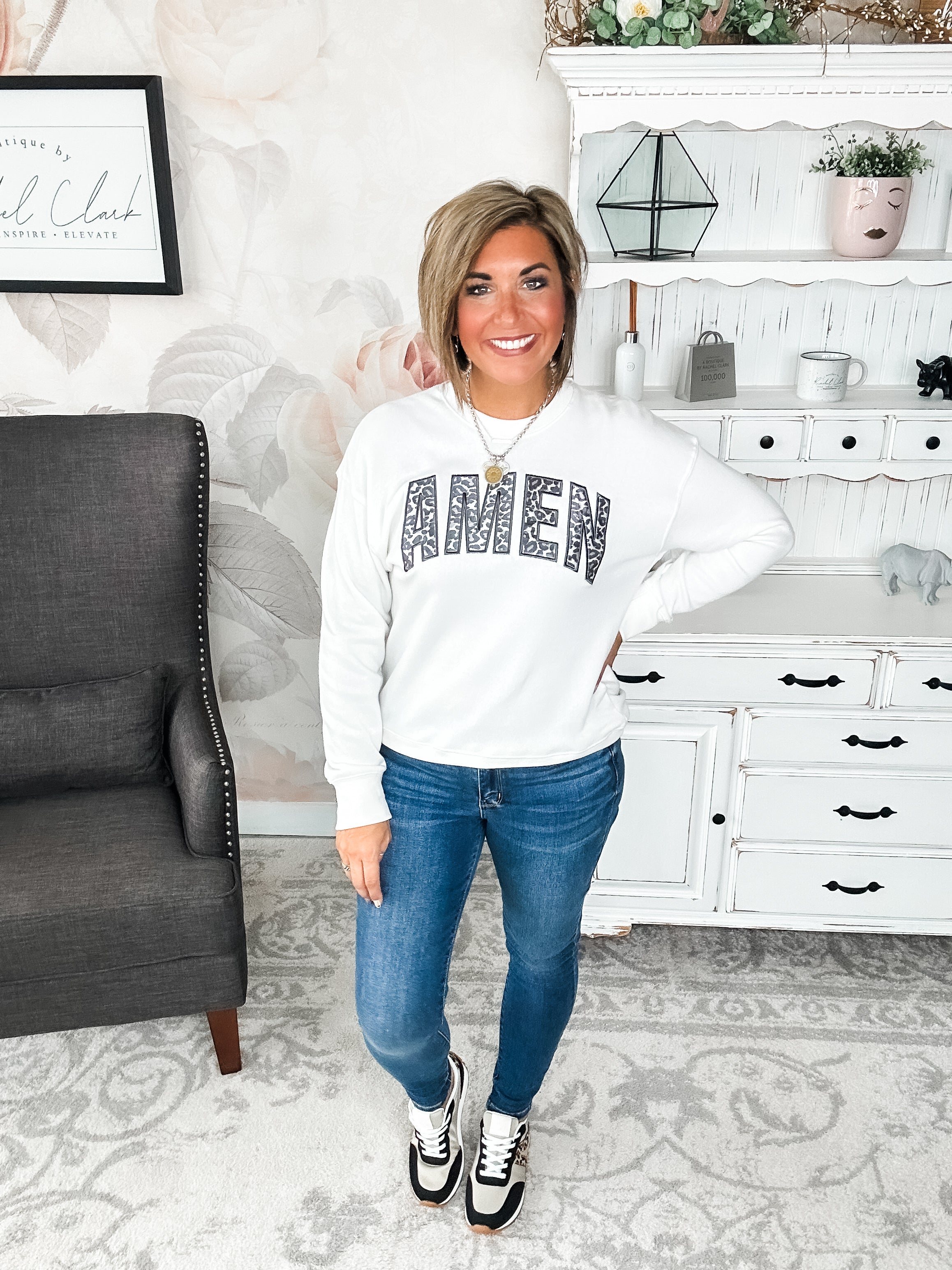 Amen Leopard Applique Sweatshirt