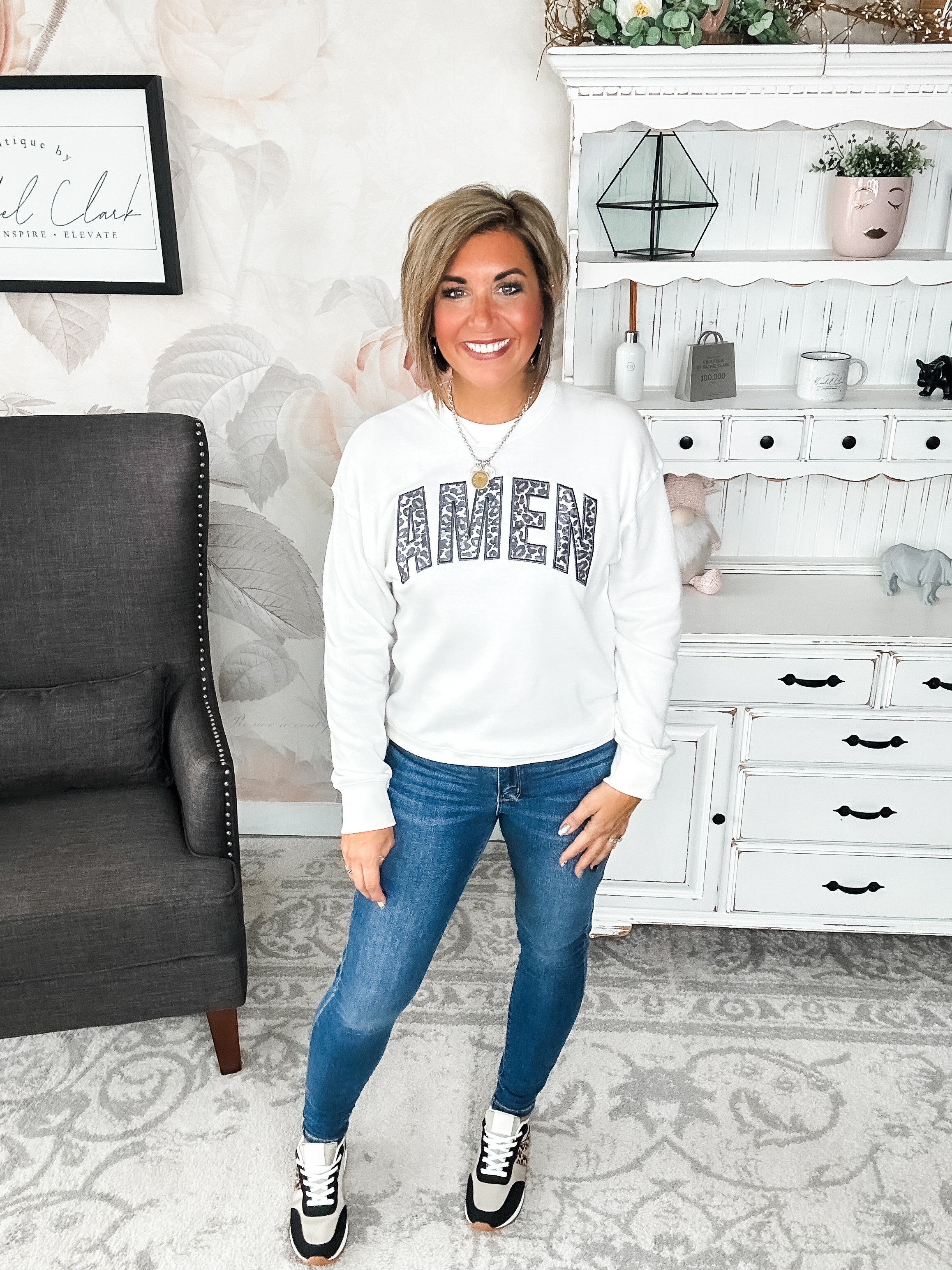 Amen Leopard Applique Sweatshirt