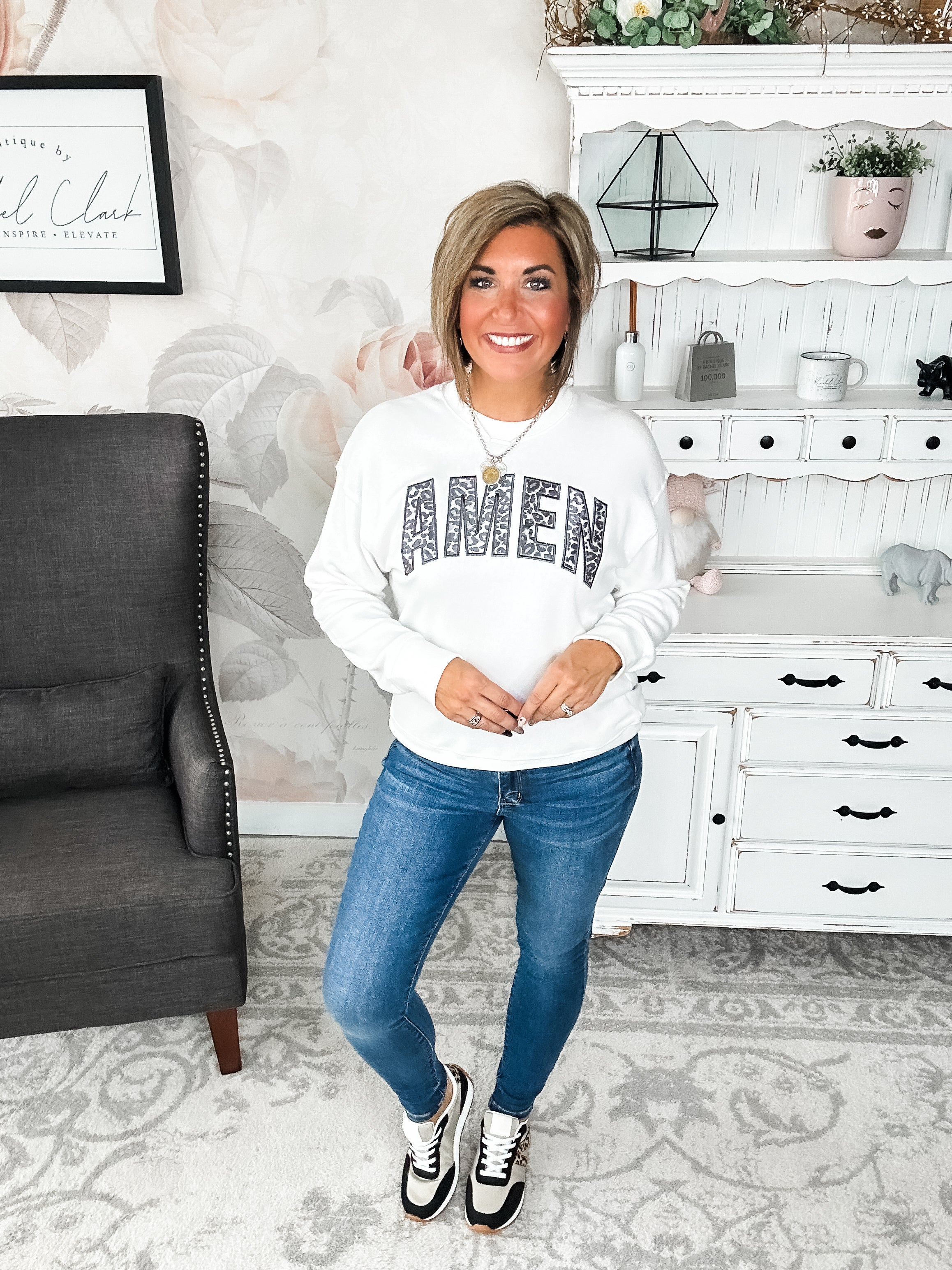 Amen Leopard Applique Sweatshirt