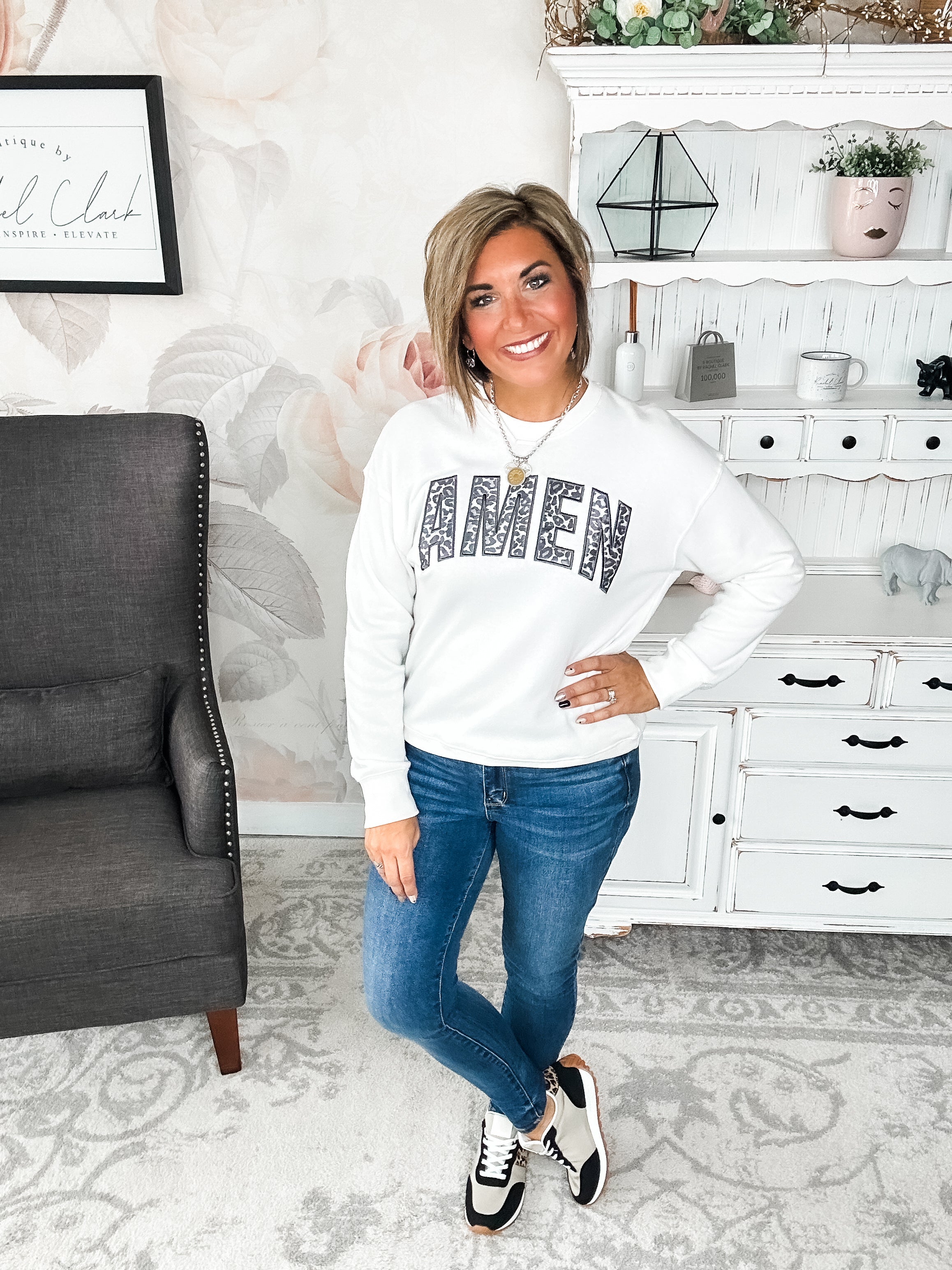 Amen Leopard Applique Sweatshirt