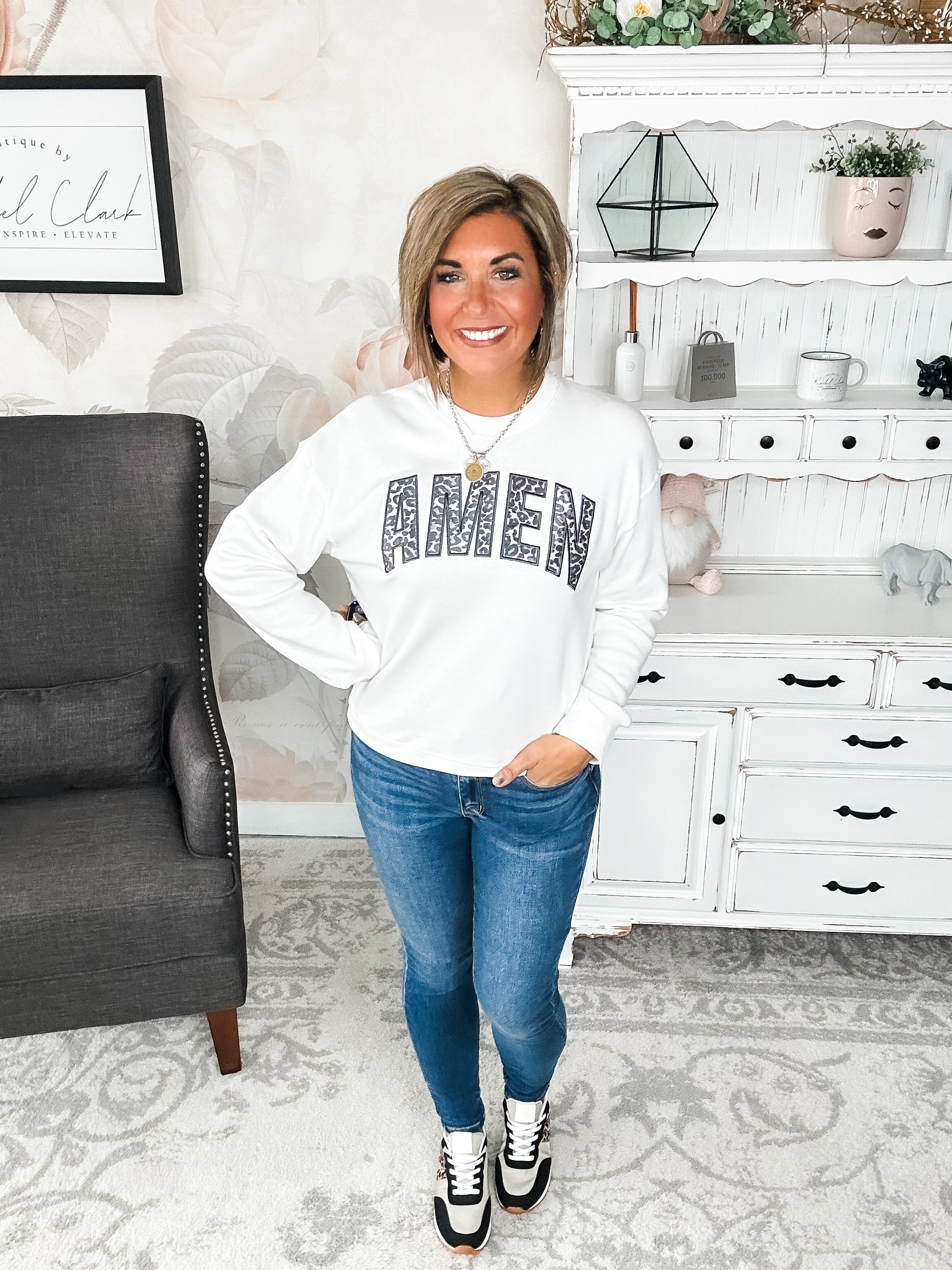 Amen Leopard Applique Sweatshirt