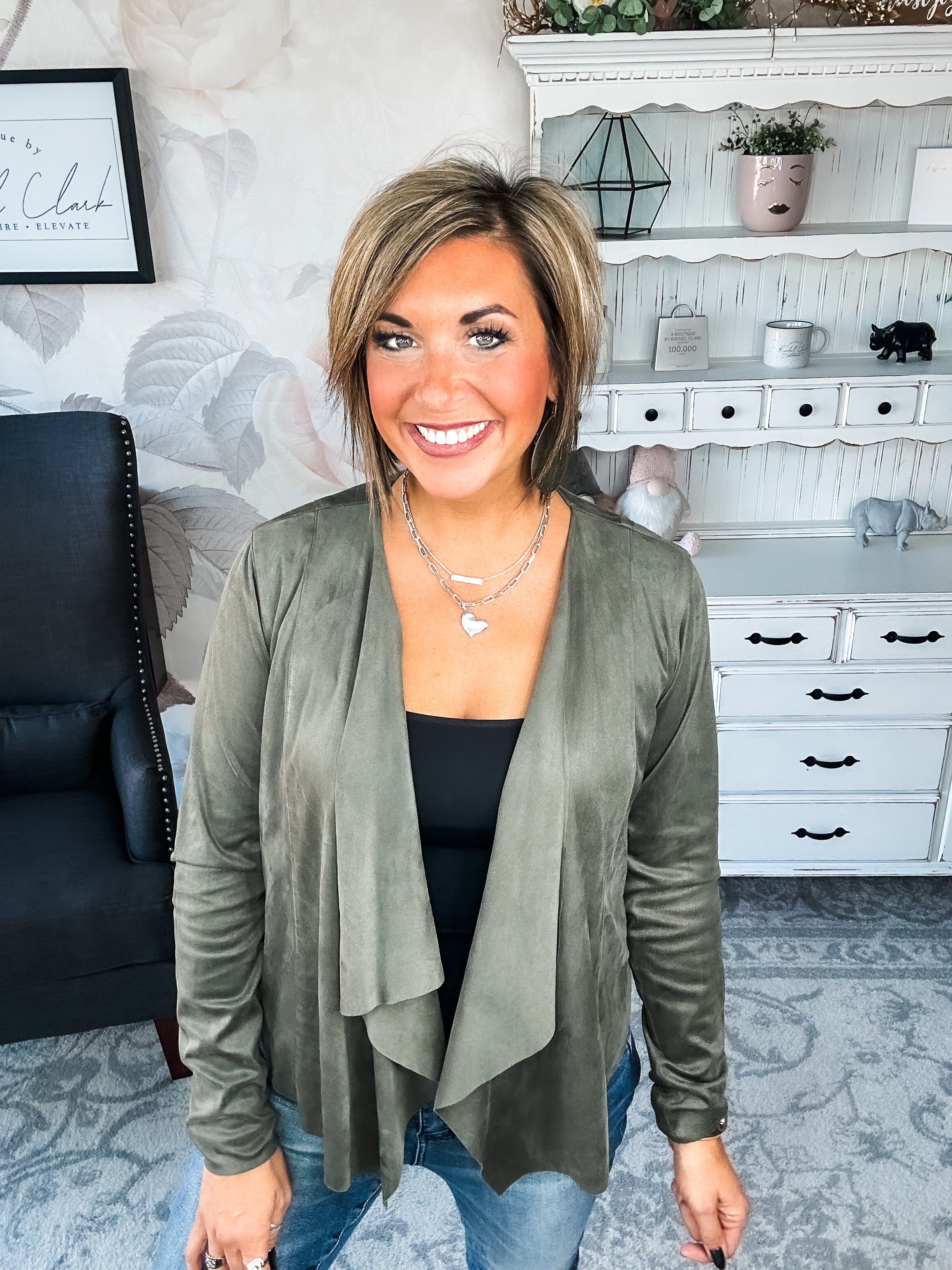 Wide Awake Sueded Moto Jacket - Olive