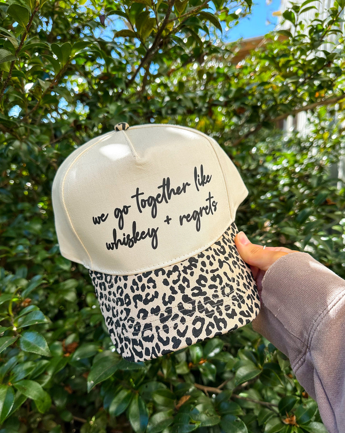 Whiskey & Regrets Leopard Canvas Trucker Hat *ONLINE EXCLUSIVE*