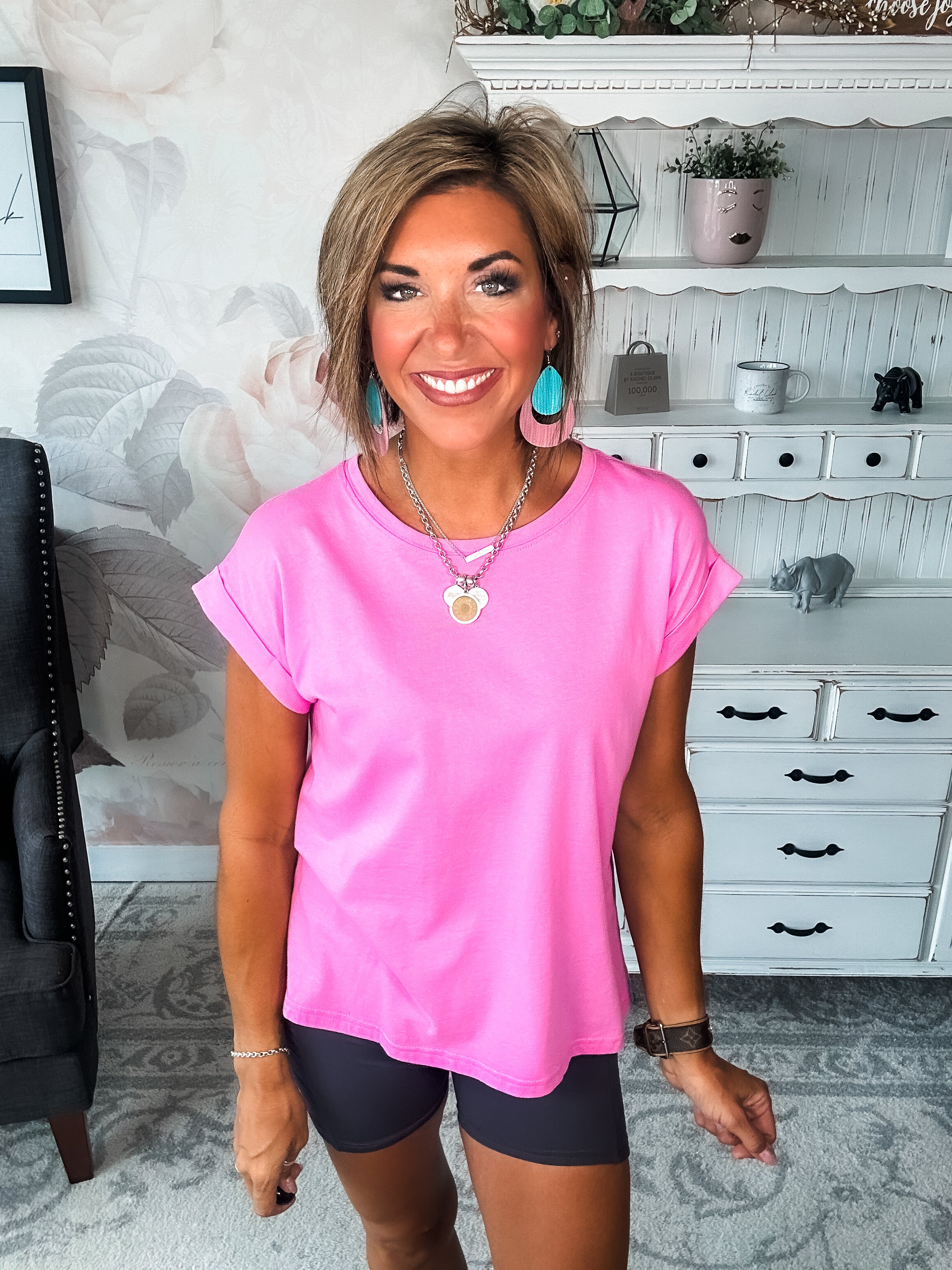 Up All Night Short Sleeve Tee - Candy Pink