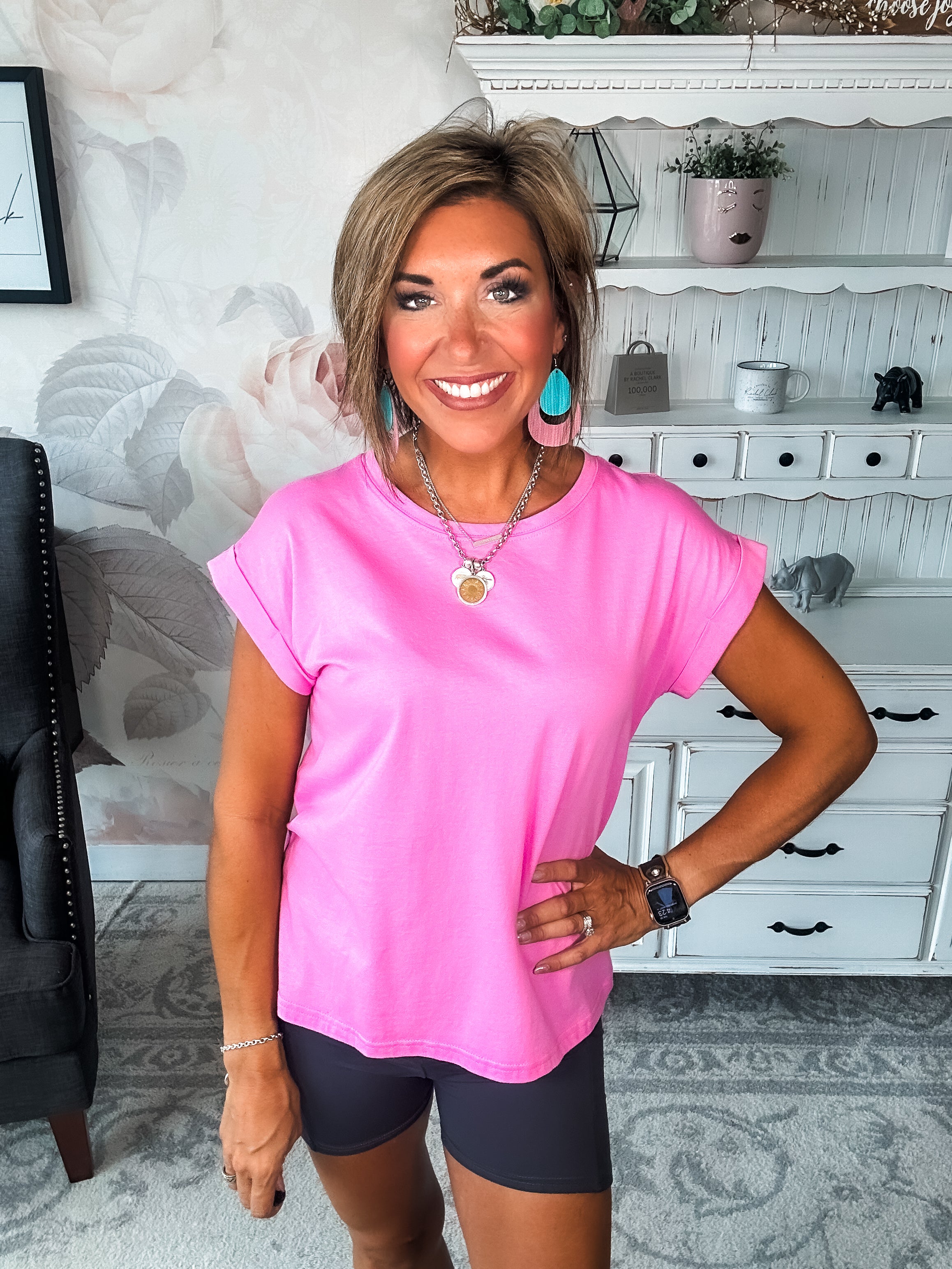 Up All Night Short Sleeve Tee - Candy Pink