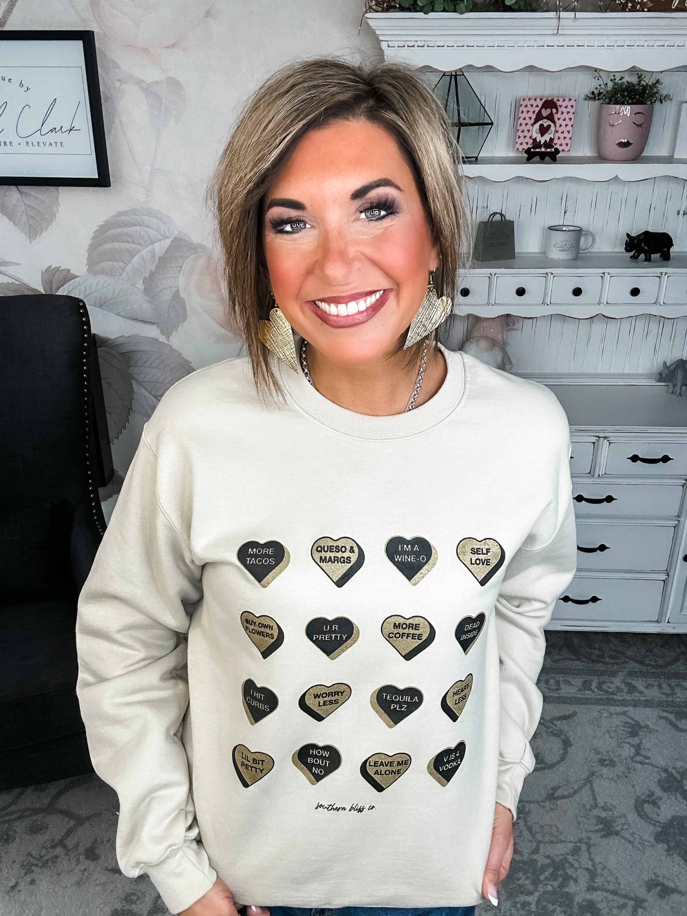 Snarky Glitter Conversation Hearts Sweatshirt