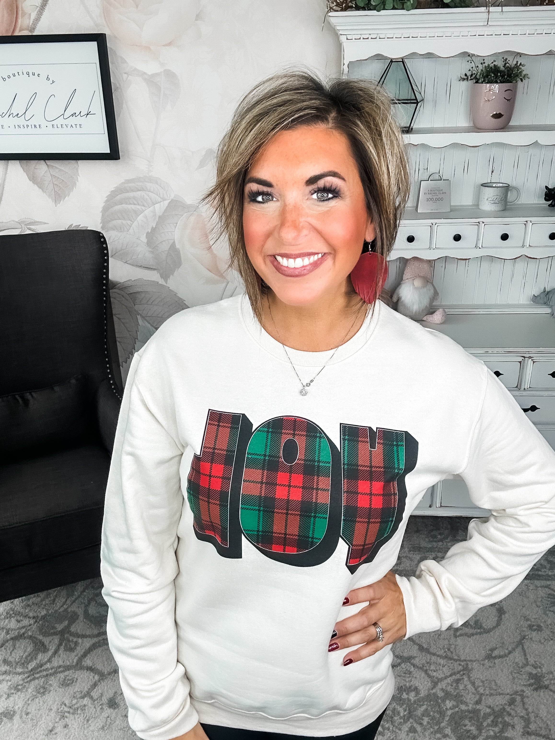 Plaid Joy Sweatshirt