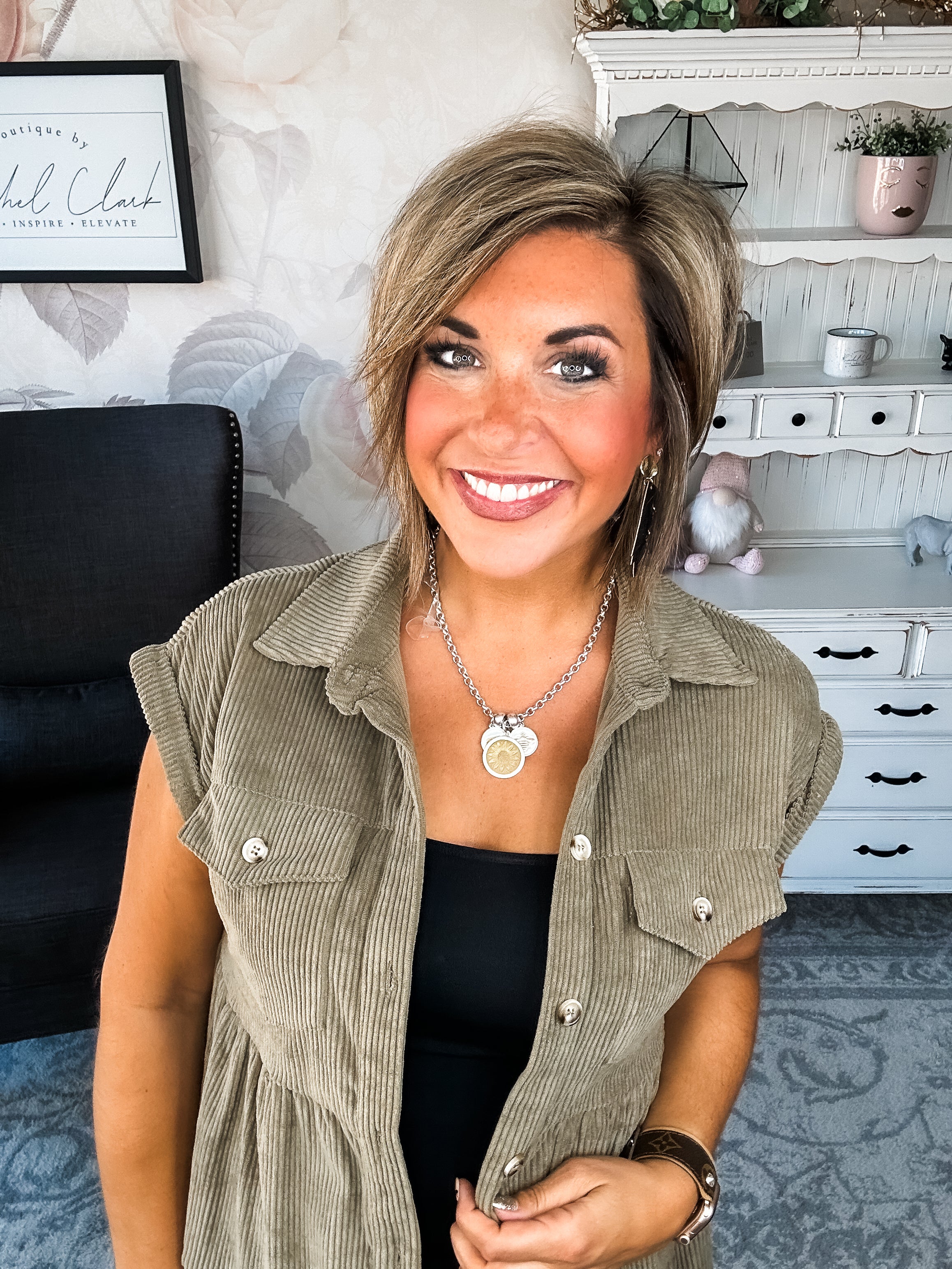 Missing Home Corduroy Dress - Olive