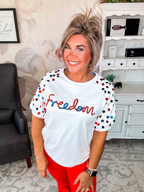 Let Freedom Ring Sequin Sleeve Top