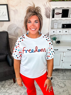 Let Freedom Ring Sequin Sleeve Top