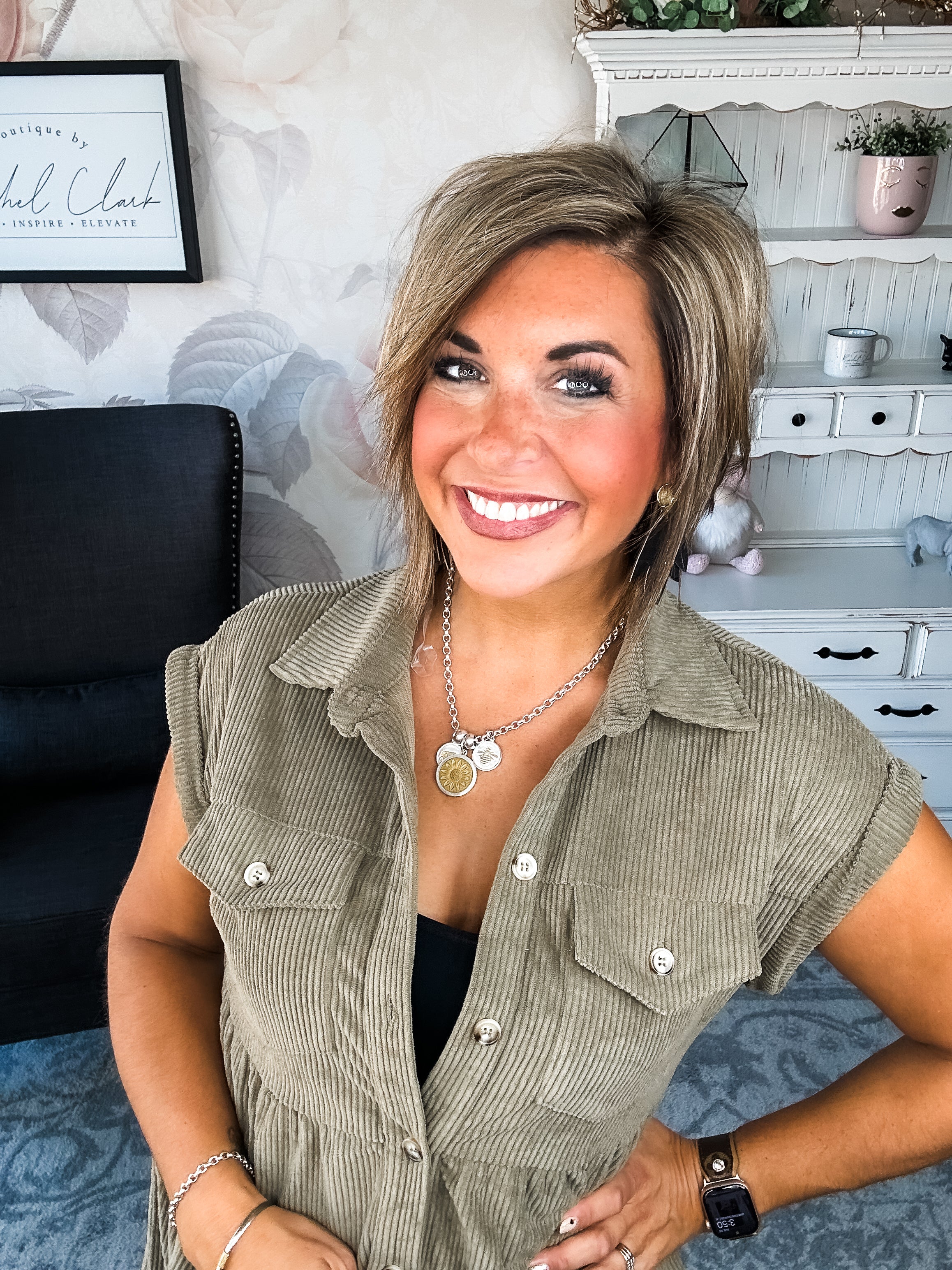 Missing Home Corduroy Dress - Olive