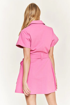 Not Stopping Me Belted Shirt Dress