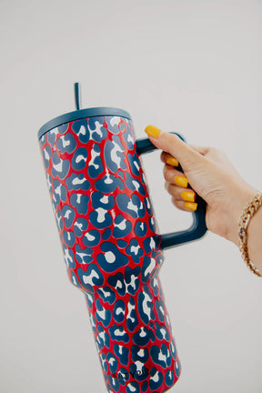 Red, White & Blue Leopard 38 oz. Tumbler