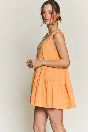 Let It Slip French Terry Romper - Peach