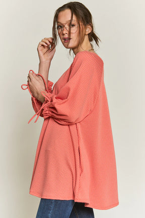 Happy Life Oversized Tunic Top - Coral