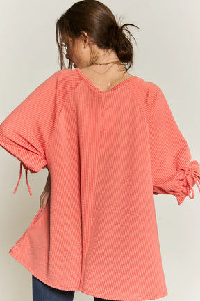 Happy Life Oversized Tunic Top - Coral
