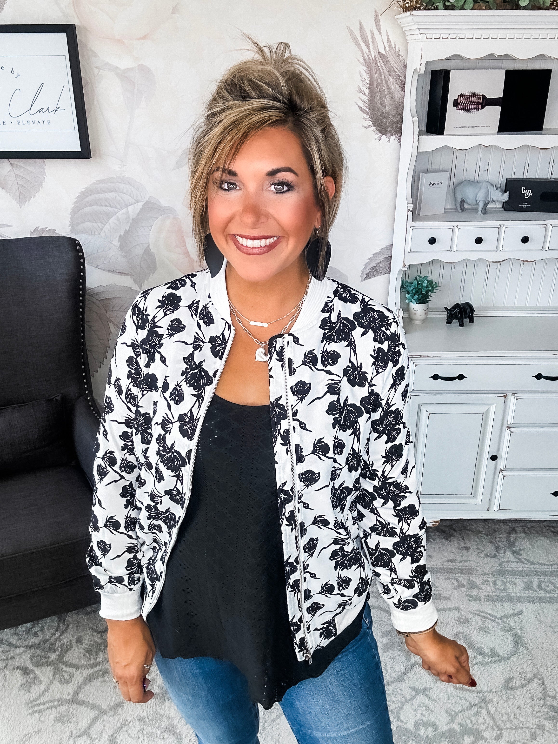 Ampersand Avenue Bomber Jacket - Floral Symphony