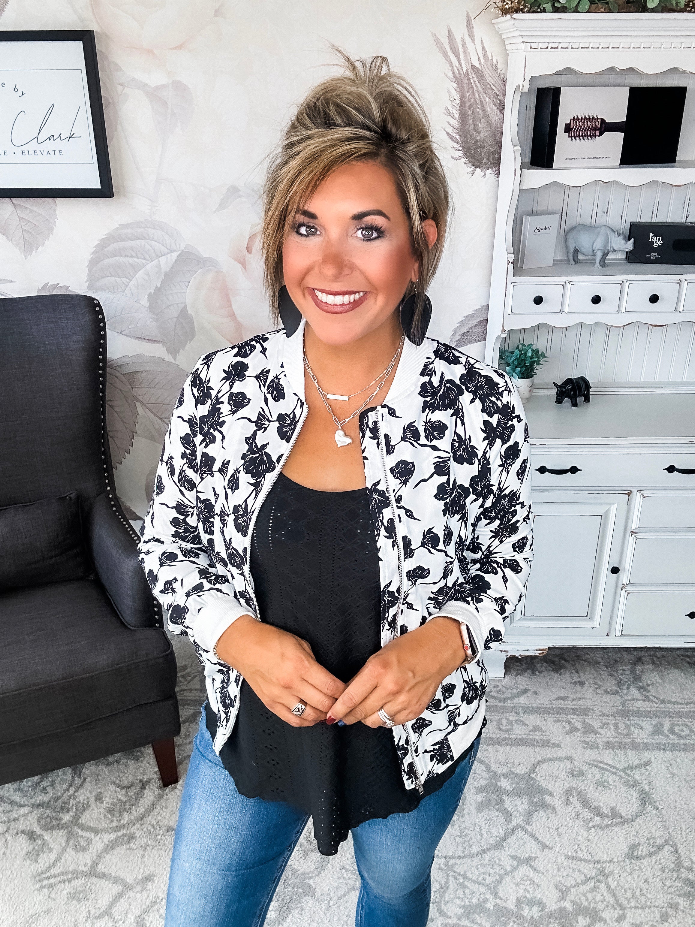 Ampersand Avenue Bomber Jacket - Floral Symphony