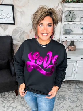 Metallic Puffy Love Sweatshirt