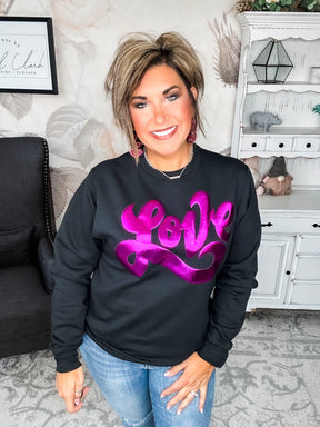 Metallic Puffy Love Sweatshirt