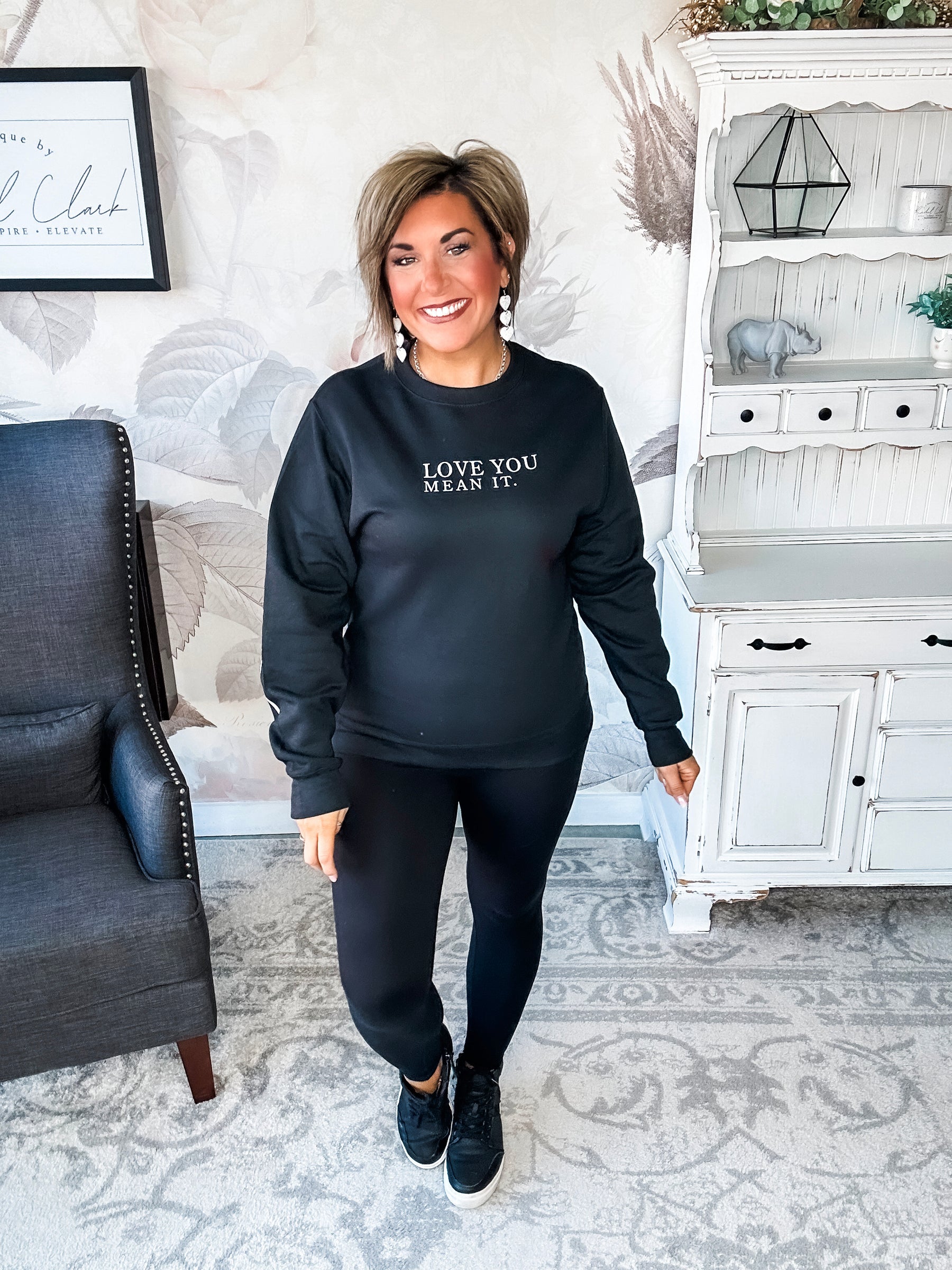 Love You, Mean It Black Sweatshirt