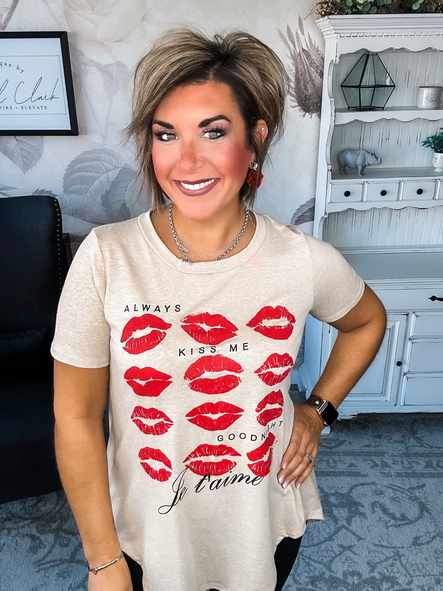 Always Kiss Me Goodnight Scoop Neck Graphic Tee