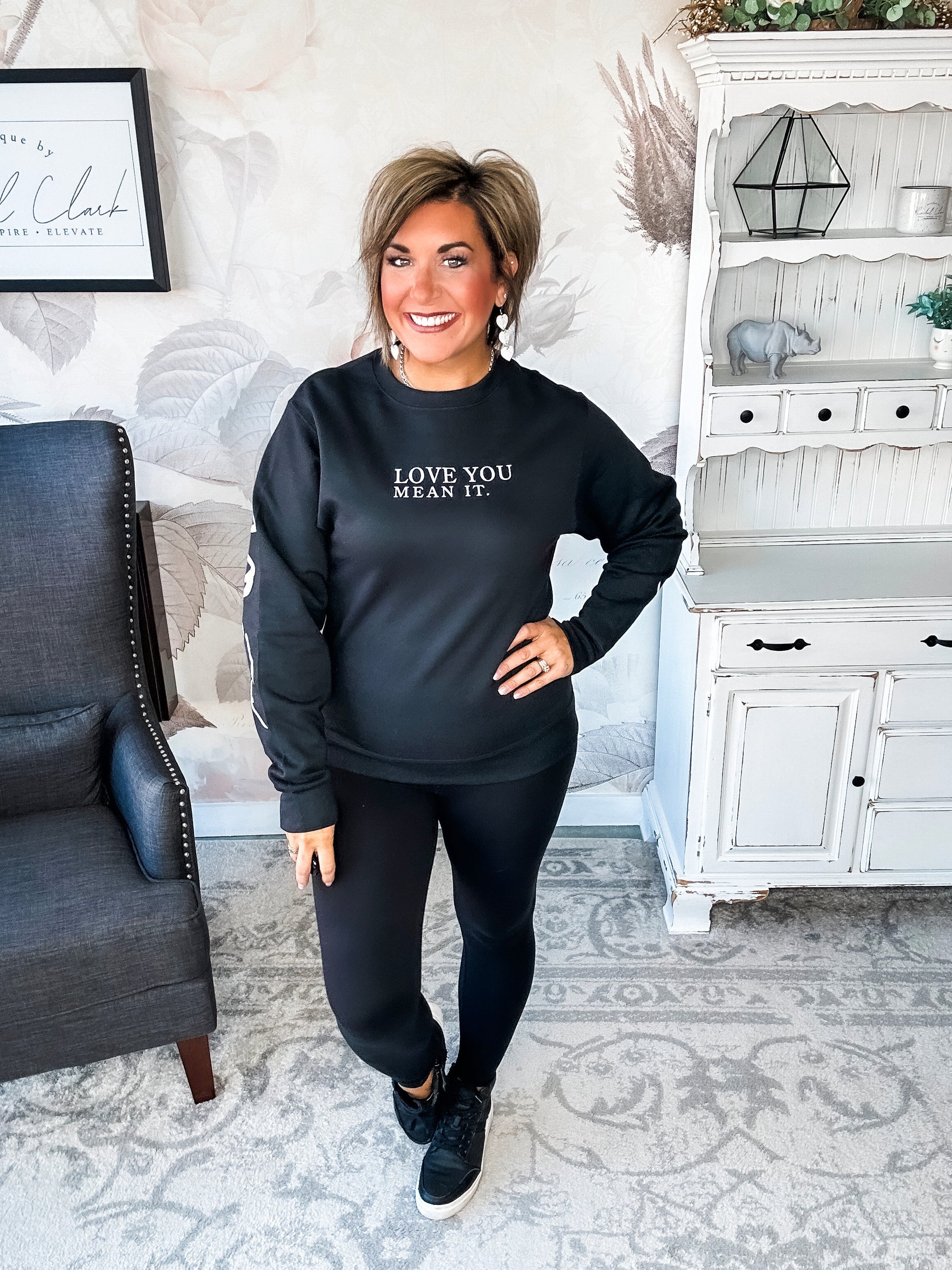 Love You, Mean It Black Sweatshirt