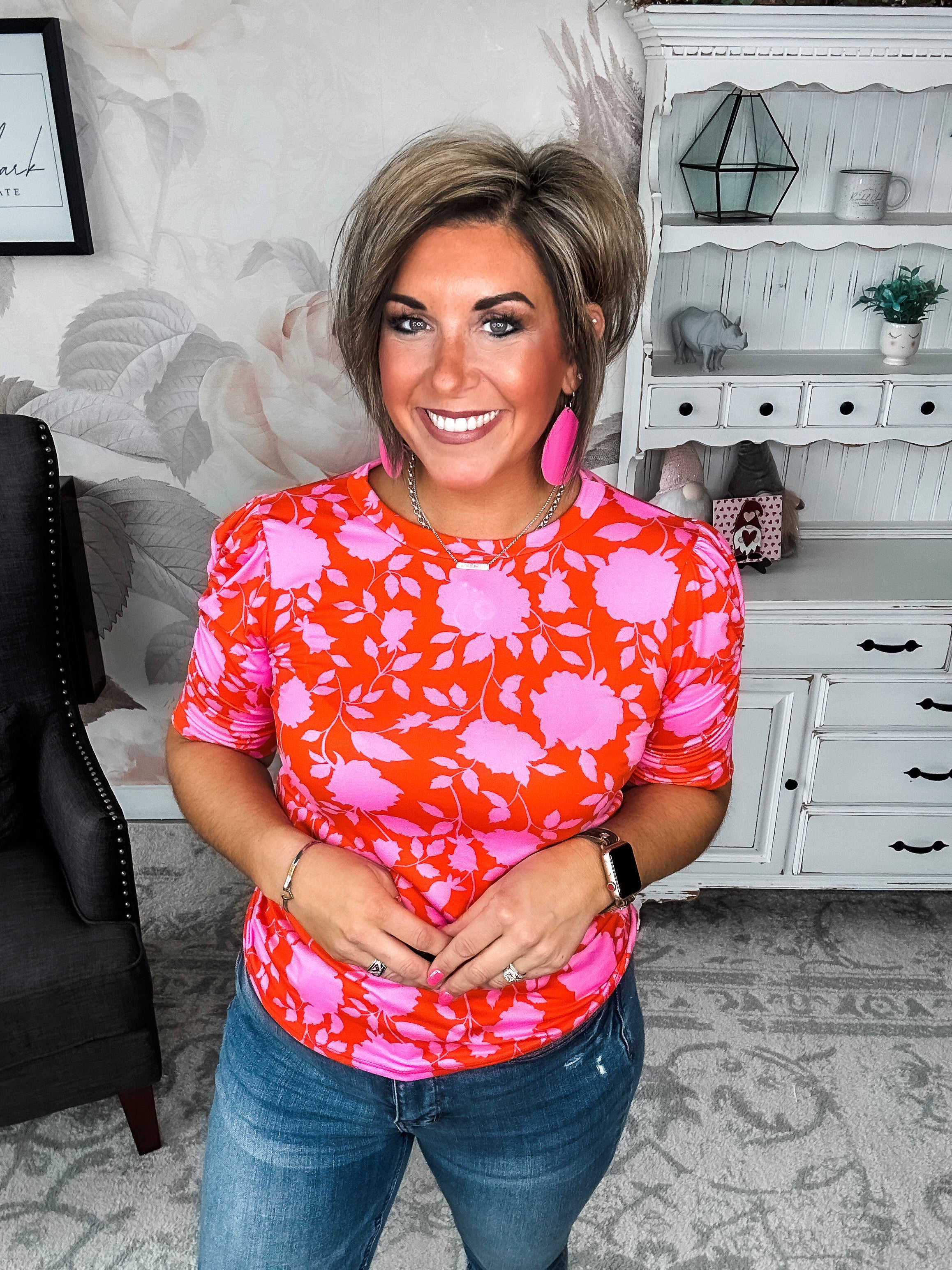 Enchanted To Meet You Top - Pink & Coral