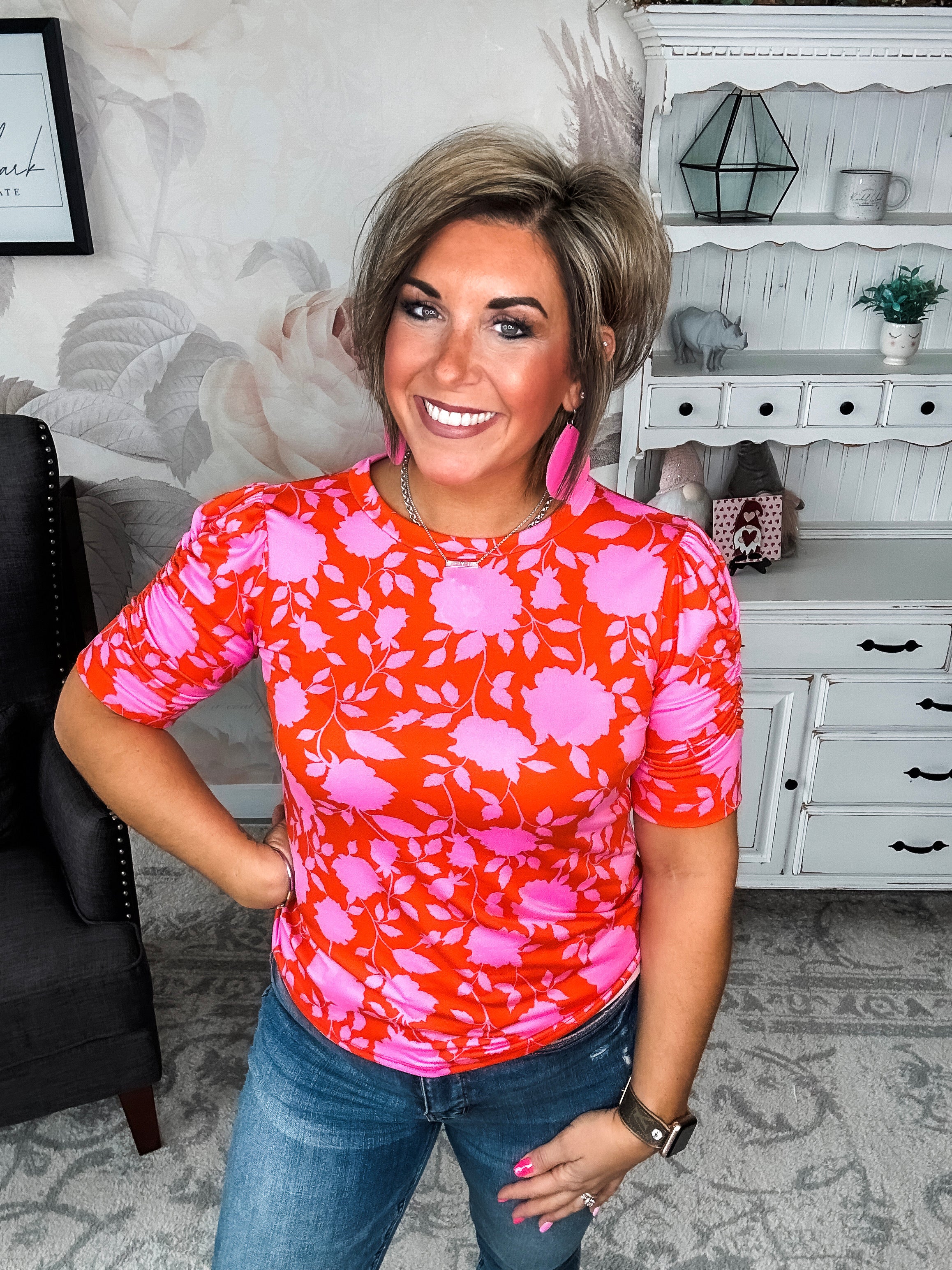 Enchanted To Meet You Top - Pink & Coral