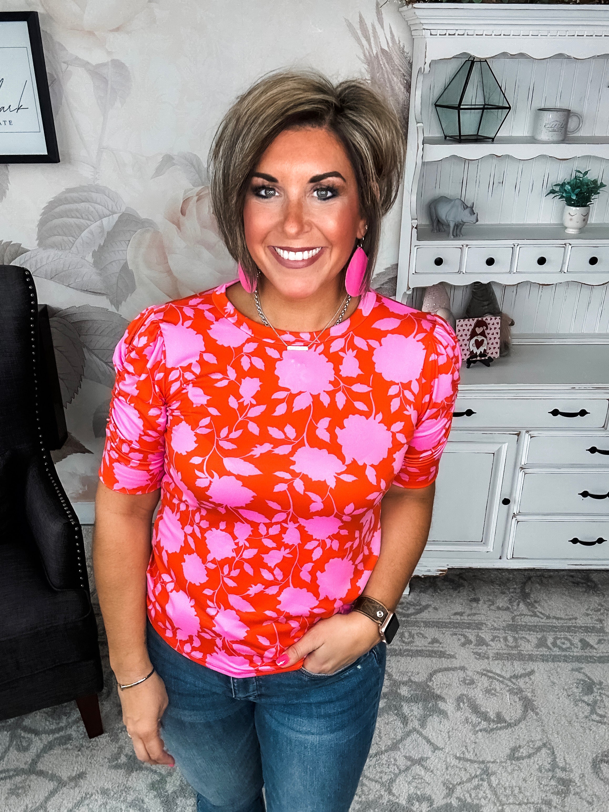 Enchanted To Meet You Top - Pink & Coral