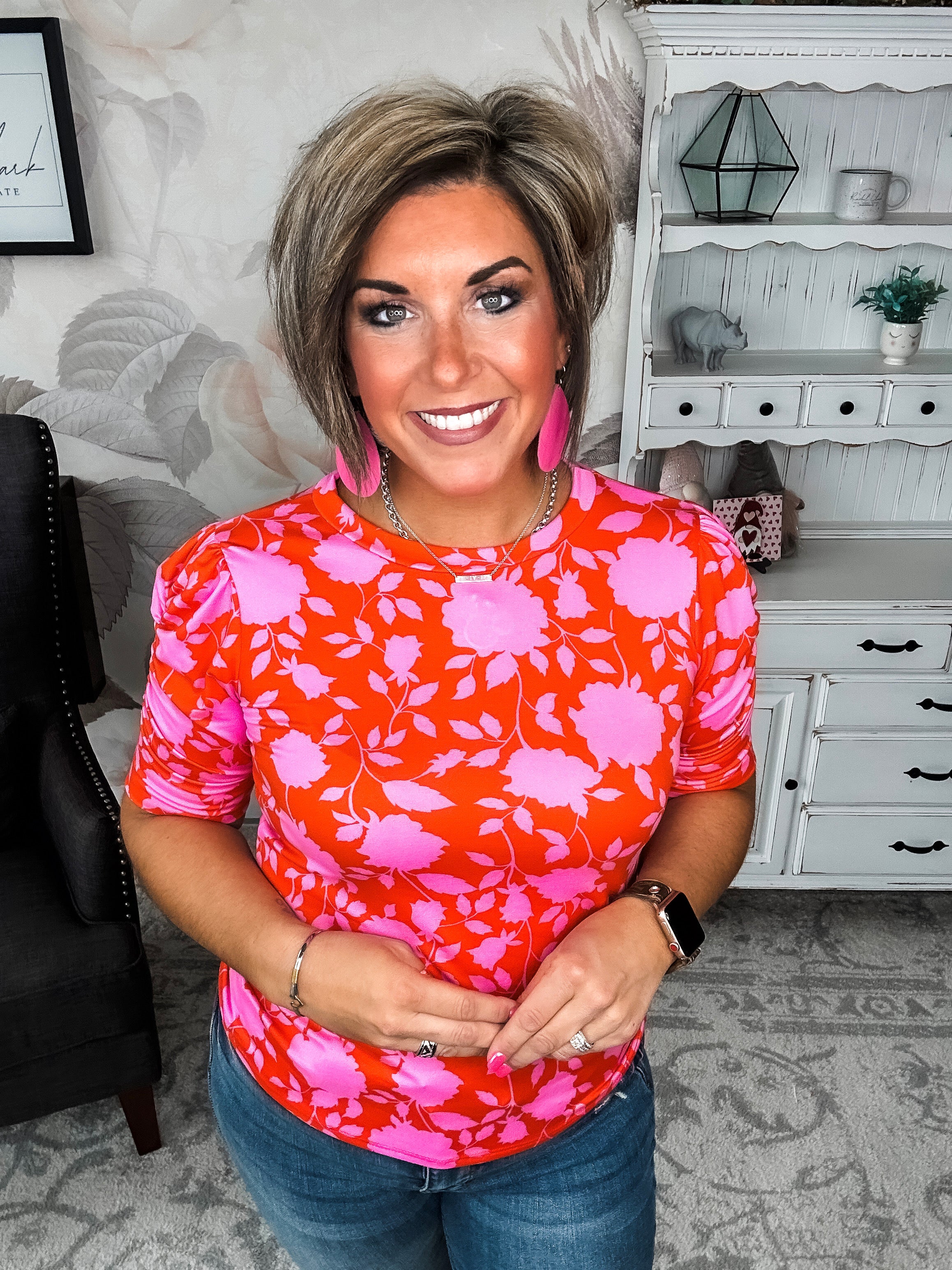 Enchanted To Meet You Top - Pink & Coral