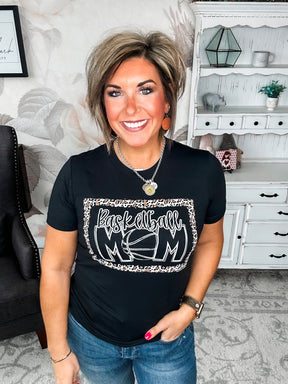 Basketball Mom Leopard Graphic Tee