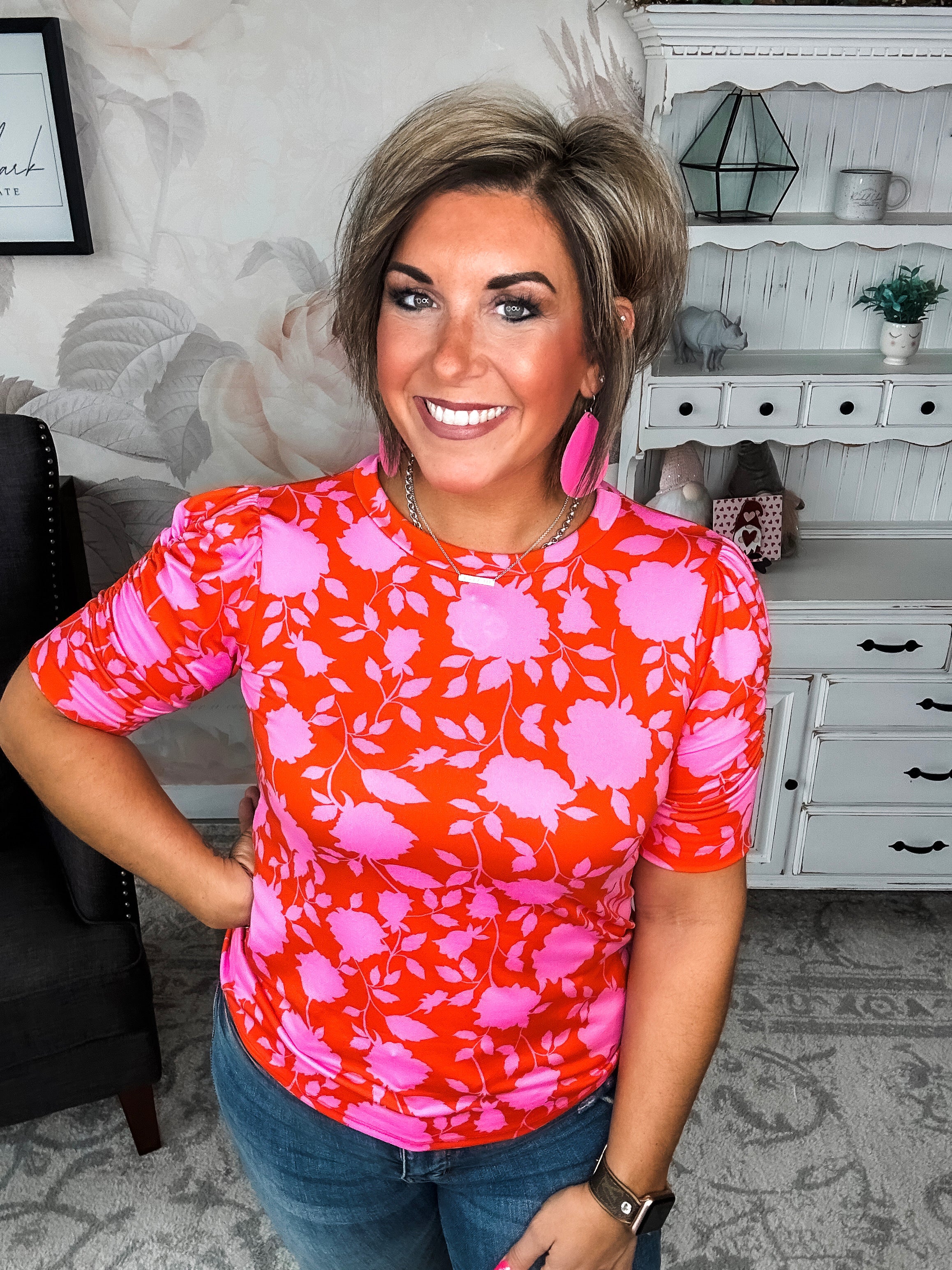 Enchanted To Meet You Top - Pink & Coral