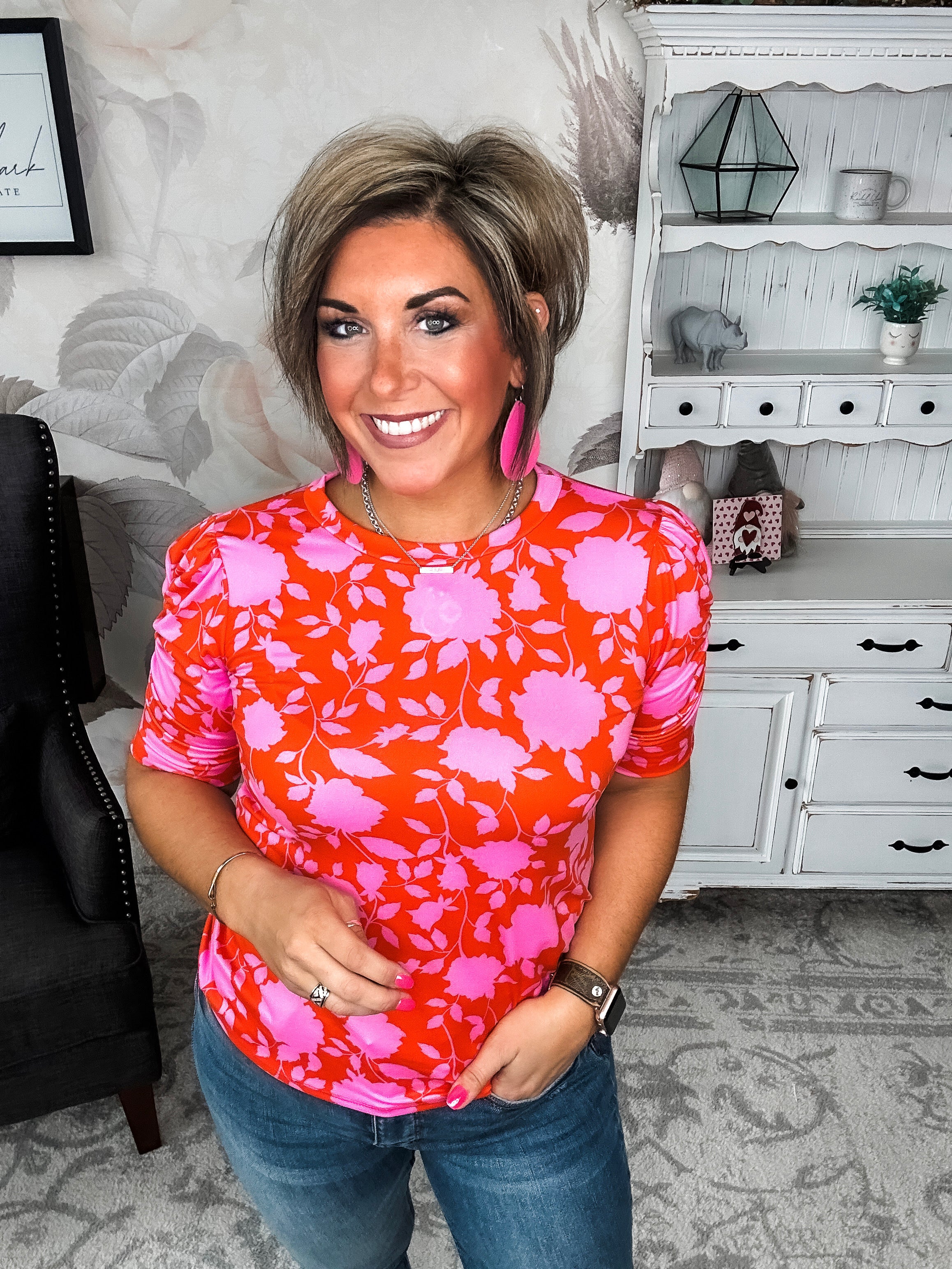 Enchanted To Meet You Top - Pink & Coral