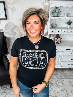 Basketball Mom Leopard Graphic Tee