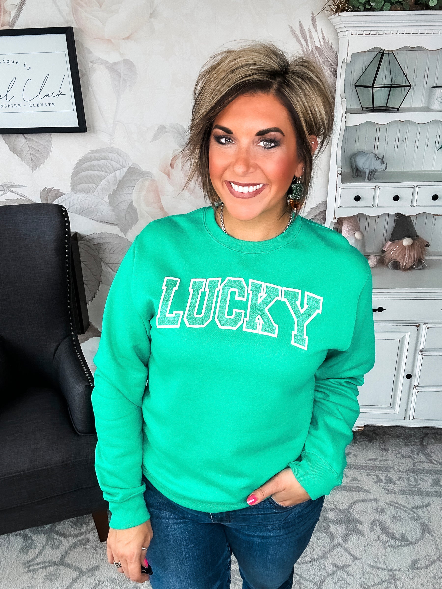 Pot o'Lucky Glitter Puff Sweatshirt