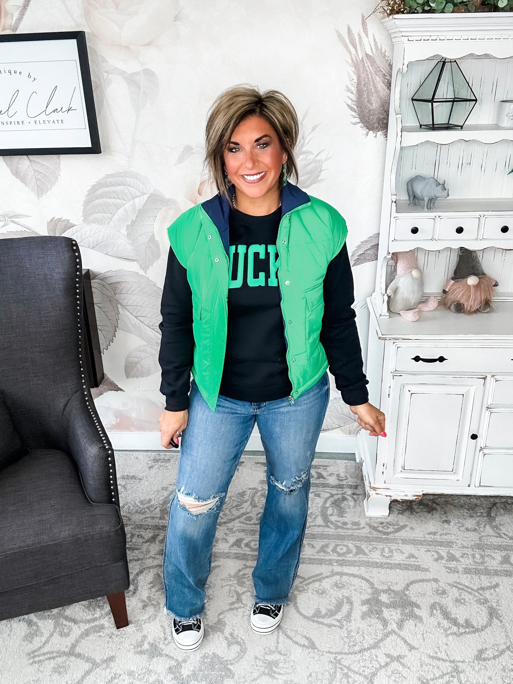 Green Lucky Puff Sweatshirt