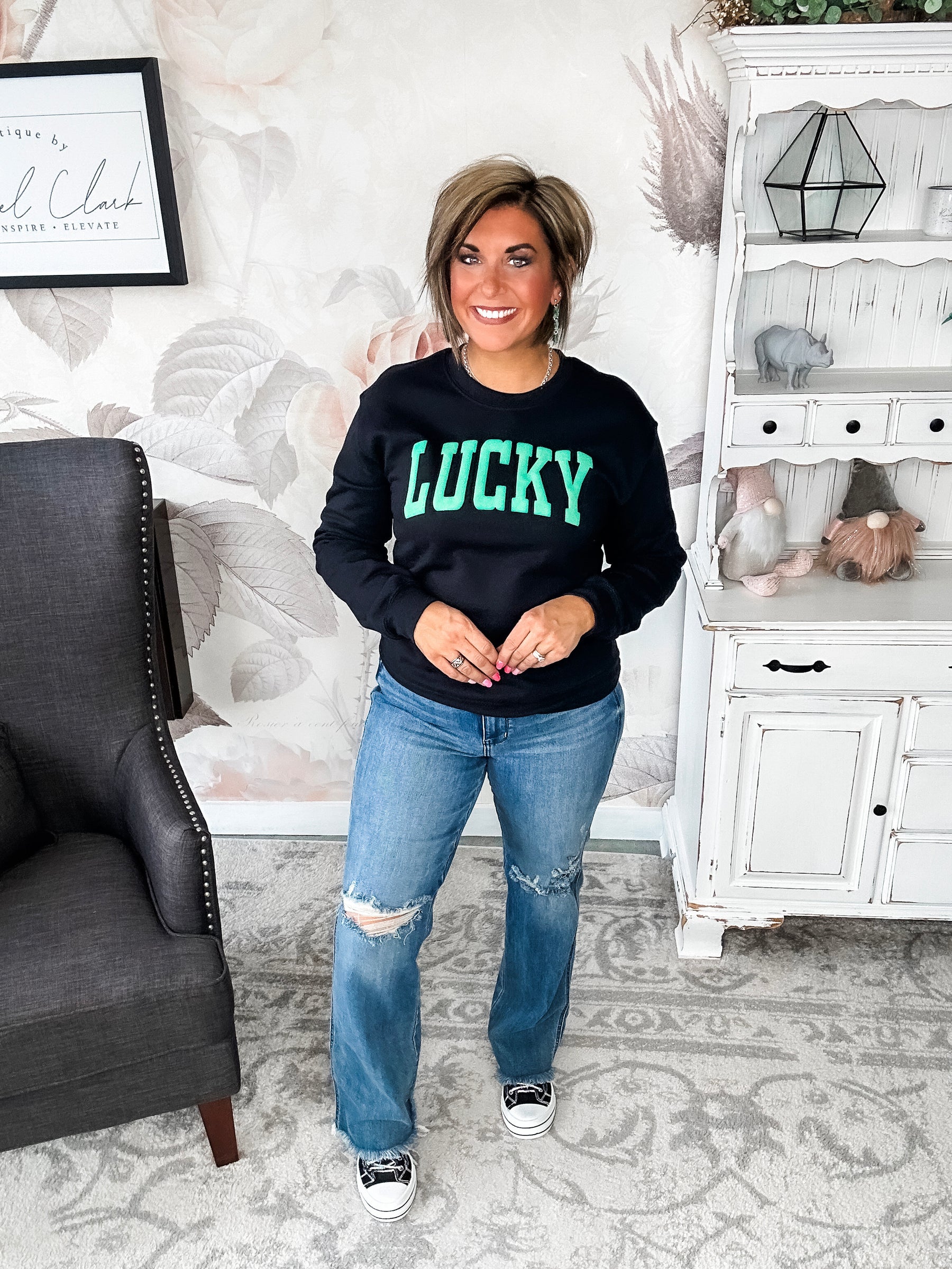 Green Lucky Puff Sweatshirt