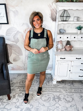 Judy Blue Garment Dyed Overall Skirt - Sage