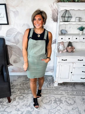Judy Blue Garment Dyed Overall Skirt - Sage