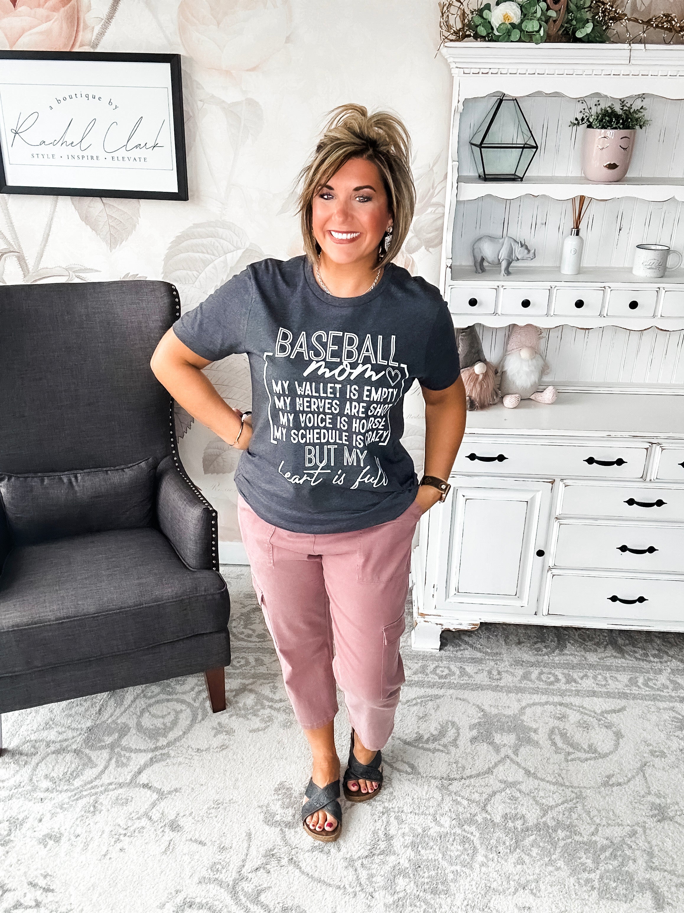 Heart Is Full - Baseball Mom Graphic Tee