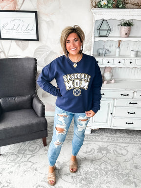 Baseball Mom Varsity Glitter Sweatshirt