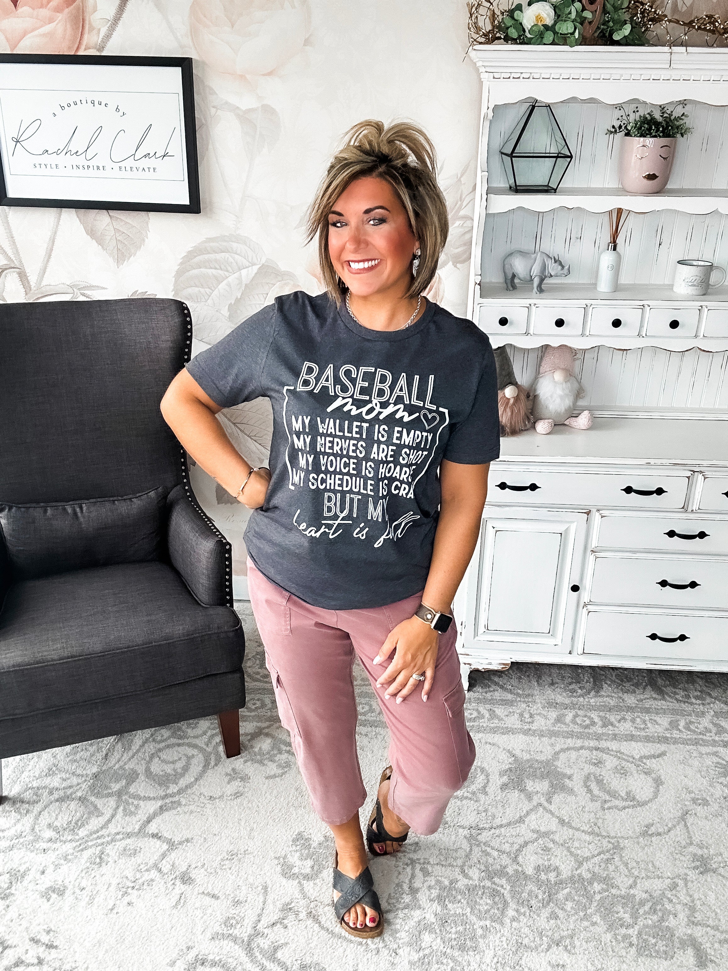 Heart Is Full - Baseball Mom Graphic Tee