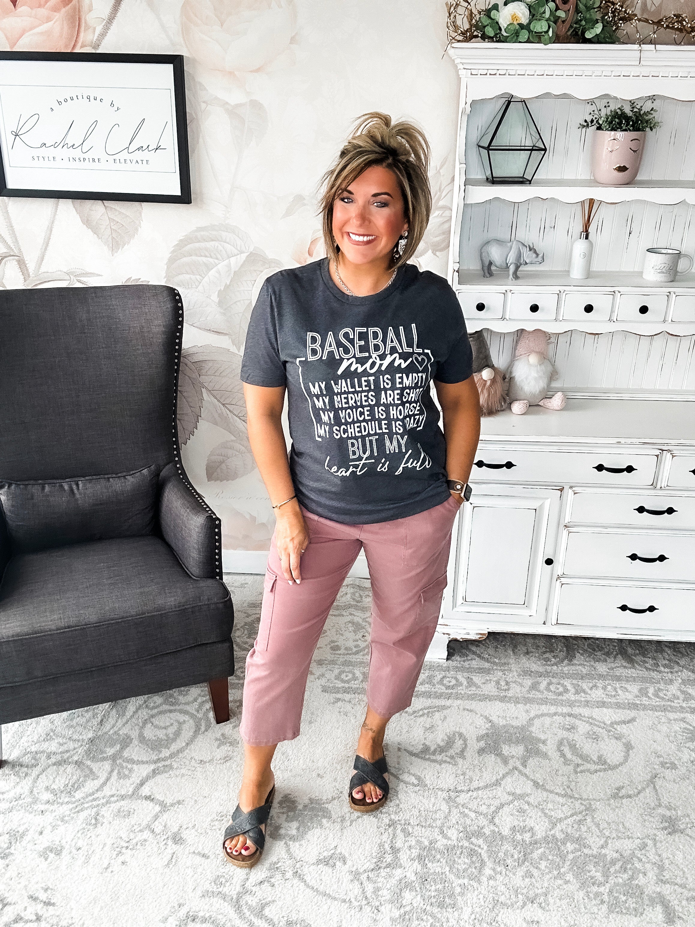 Heart Is Full - Baseball Mom Graphic Tee