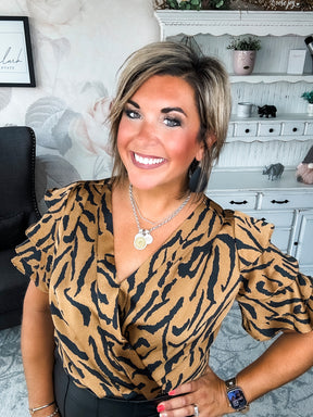 Feeling Sassy Zebra Bodysuit - Copper