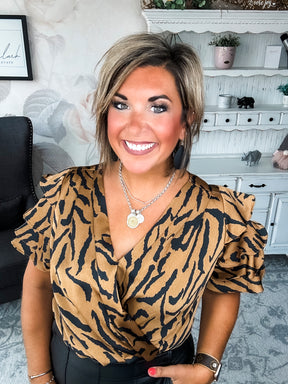 Feeling Sassy Zebra Bodysuit - Copper