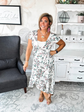 Stay With Me Forever Floral Dress - Cream