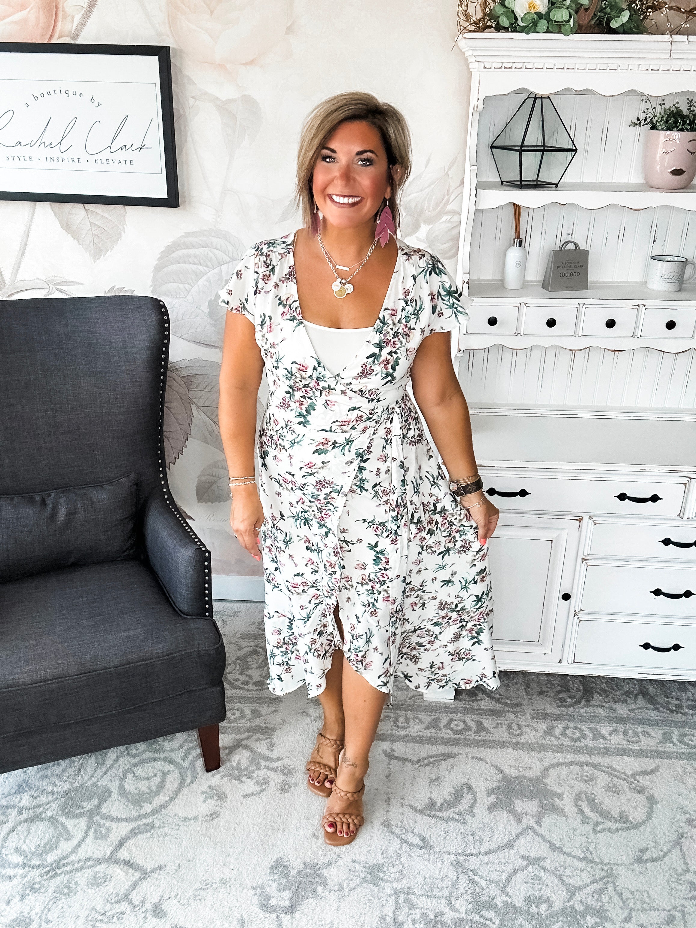 Stay With Me Forever Floral Dress - Cream