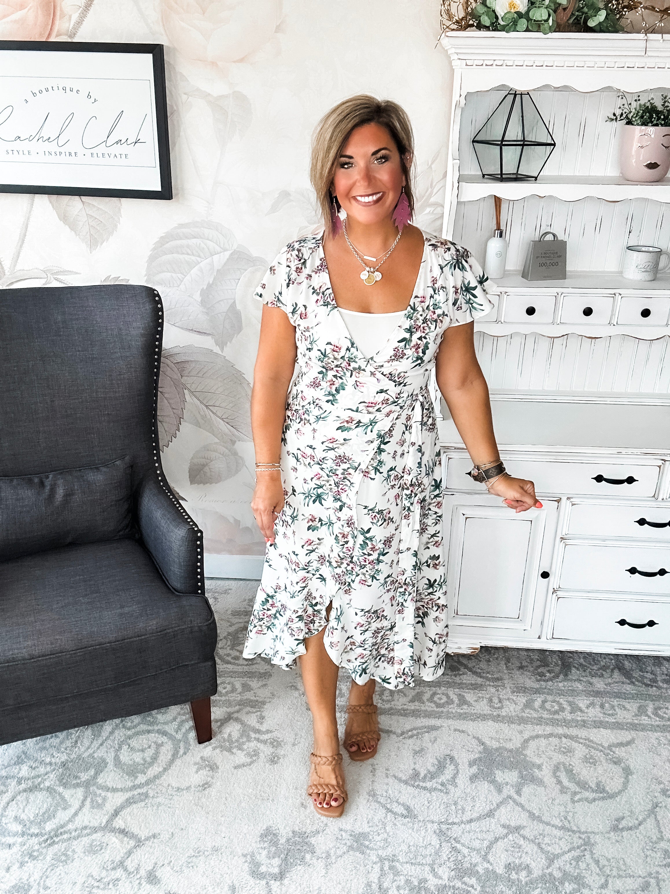 Stay With Me Forever Floral Dress - Cream