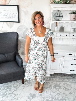Stay With Me Forever Floral Dress - Cream
